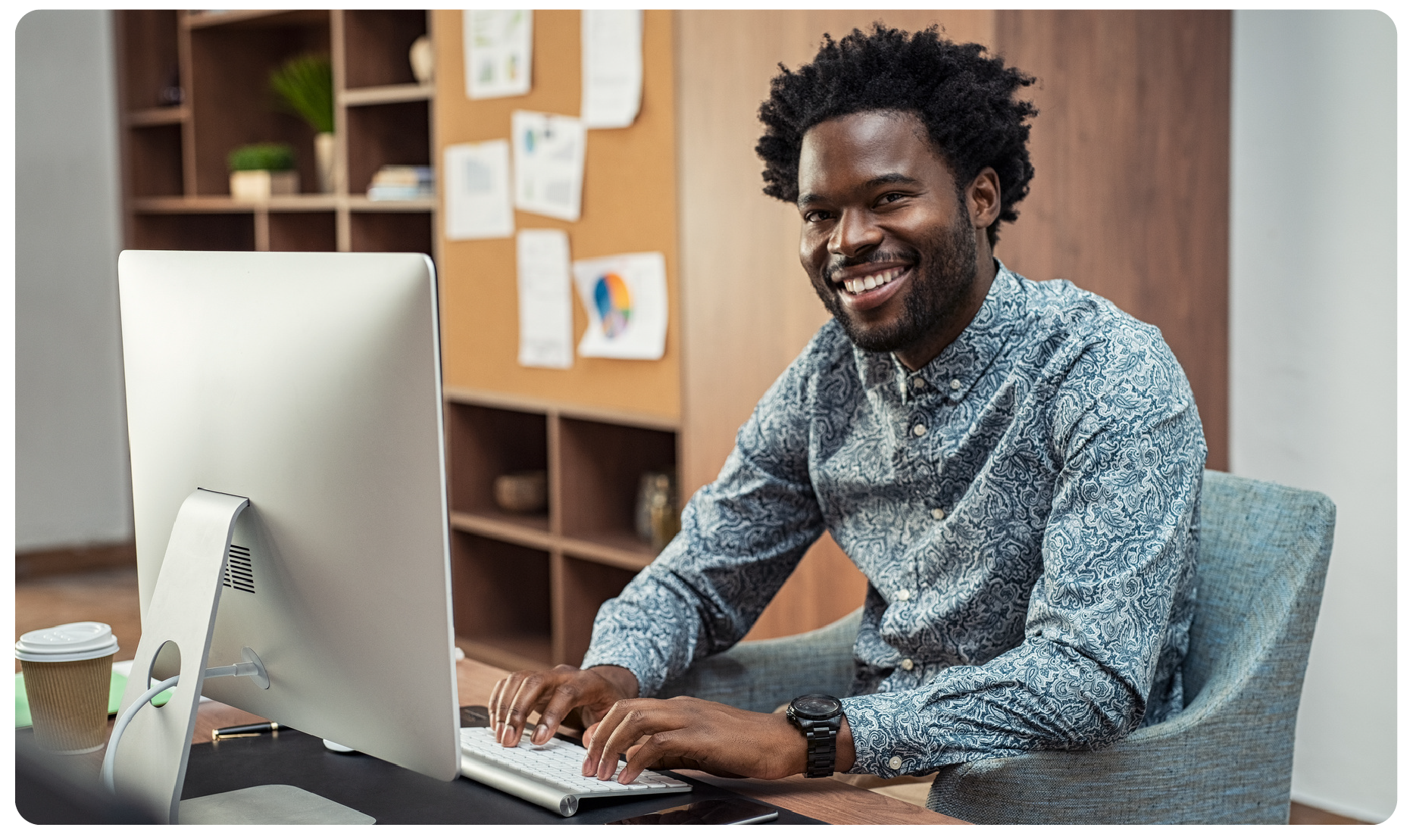 Image man working on a computer